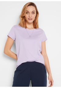 bonprix - Shirt z okrągłym dekoltem (5 szt.), krótki rękaw. Kolor: fioletowy. Materiał: jersey. Długość rękawa: krótki rękaw. Długość: krótkie