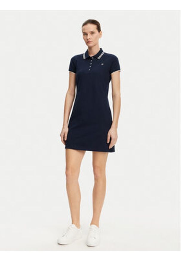 TOMMY HILFIGER - Tommy Hilfiger Sukienka codzienna WW0WW45532 Granatowy Regular Fit. Okazja: na co dzień. Kolor: niebieski. Materiał: bawełna. Typ sukienki: proste. Styl: casual