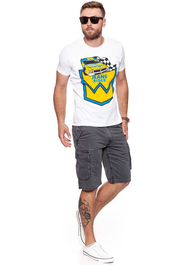 Wrangler - WRANGLER T SHIRT B&Y CREW TEE WHITE W7C41FK12 112131688. Materiał: bawełna. Wzór: nadruk. Sezon: lato