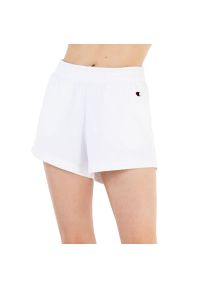 Spodenki Champion High Waist C Logo 114926-WW001 - białe. Stan: podwyższony. Kolor: biały. Materiał: bawełna, materiał, poliester