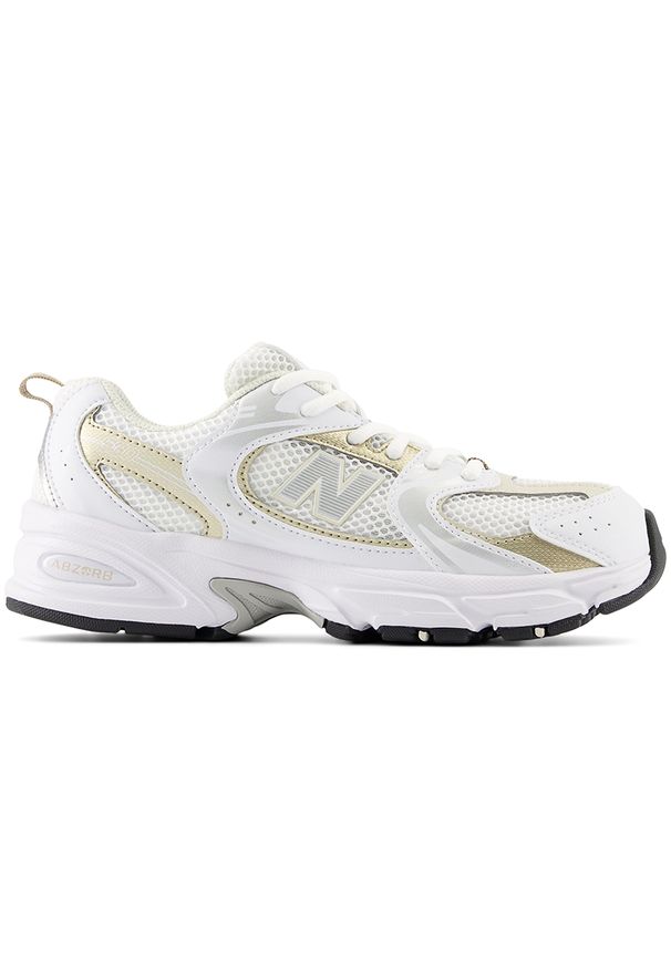 Buty dziecięce New Balance GR530RD – białe. Okazja: na uczelnię, na co dzień. Kolor: biały. Materiał: materiał, syntetyk, guma. Szerokość cholewki: normalna