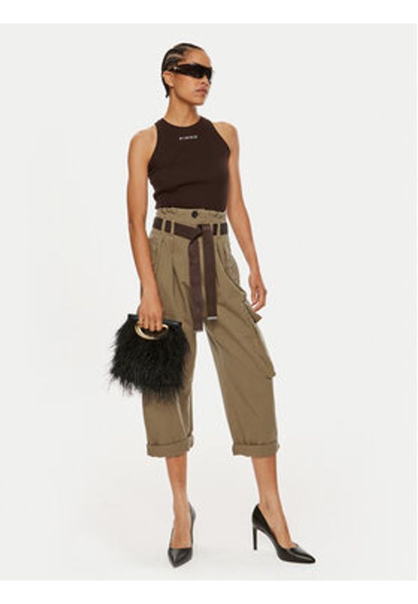 Pinko Spodnie cargo Ronfare 101840 A21C Khaki Regular Fit. Kolor: brązowy. Materiał: bawełna