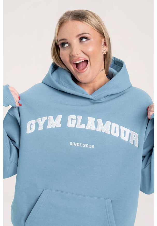 GYM GLAMOUR - Bluza fitness damska Gym Glamour college sky. Kolor: niebieski. Sport: fitness