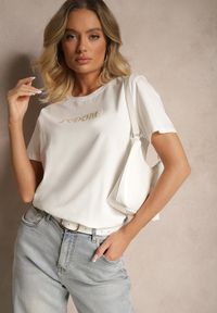 Renee - Biały T-shirt z Bawełny z Napisem Nalothra. Okazja: na co dzień, na spacer. Kolor: biały. Materiał: bawełna. Wzór: napisy. Styl: klasyczny, casual, elegancki