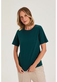 MOODO - T-shirt z bawełny zielony. Kolor: zielony. Materiał: bawełna #1