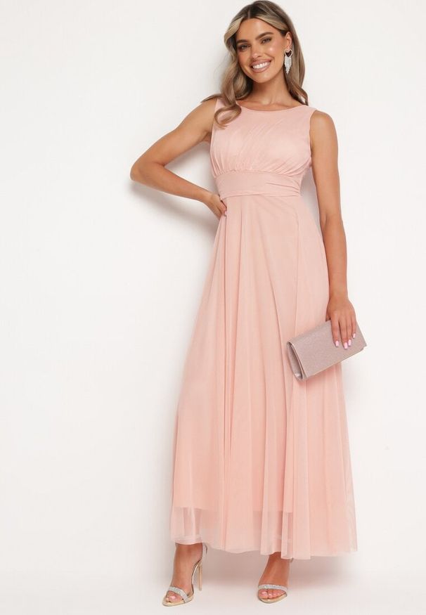 Born2be - Różowa Sukienka Koktajlowa z Tiulowym Dołem Elasoria. Kolor: różowy. Materiał: tiul. Styl: wizytowy