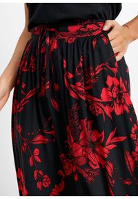 bonprix - Spódnica maxi z wiskozy z wygodnym ściągaczem w talii z wiązanym paskiem. Kolor: czarny. Materiał: wiskoza. Wzór: nadruk #3
