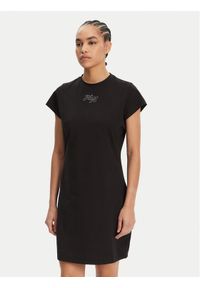 Hugo - HUGO Sukienka codzienna 50537240 Czarny Slim Fit. Okazja: na co dzień. Kolor: czarny. Materiał: bawełna. Typ sukienki: proste. Styl: casual #1
