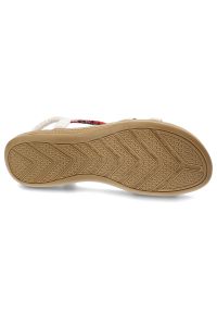 Białe Sandały Artiker Modne Obuwie Damskie. Okazja: na spacer. Zapięcie: pasek. Kolor: biały. Materiał: materiał. Wzór: kolorowy, paski, aplikacja. Sezon: lato #6