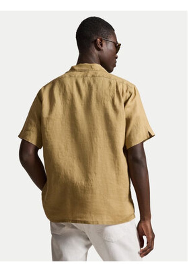 Polo Ralph Lauren Koszula 710966421502 Beżowy ciemny Regular Fit. Typ kołnierza: polo. Kolor: beżowy. Materiał: len