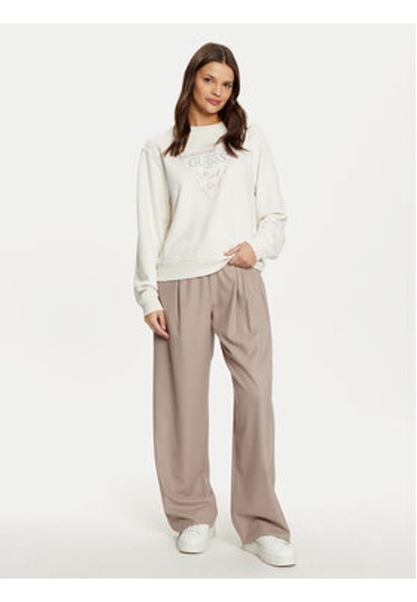 Guess Bluza W5RQ09 K8802 Écru Regular Fit. Materiał: syntetyk, bawełna
