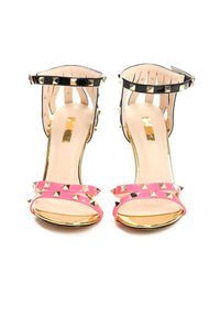 Renee - Fuksjowe Neonowe Sandały Exemplary. Zapięcie: pasek. Kolor: różowy. Wzór: paski #6