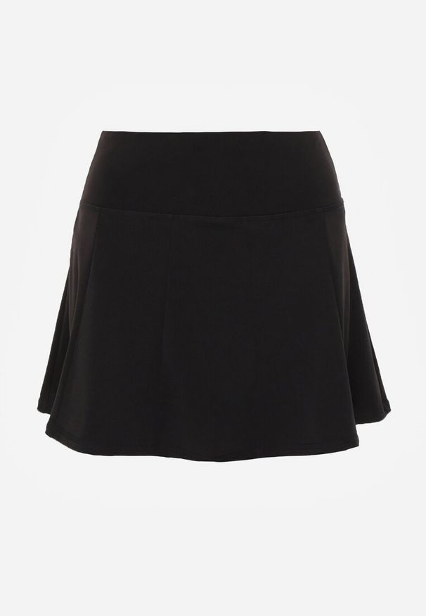 Renee - Czarne Tenisowe Spódnico-Spodenki z Elastycznego Materiału Natennia. Okazja: na co dzień. Kolor: czarny. Materiał: materiał. Styl: casual, sportowy