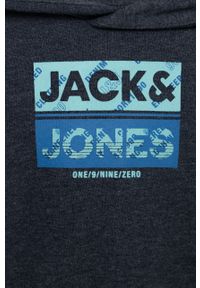 Jack & Jones bluza dziecięca kolor granatowy z kapturem melanżowa. Typ kołnierza: kaptur. Kolor: niebieski. Materiał: dzianina. Wzór: melanż