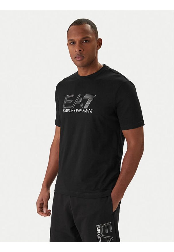 EA7 Emporio Armani T-Shirt 7M001307 AF10375 Czarny Regular Fit. Kolor: czarny. Materiał: bawełna