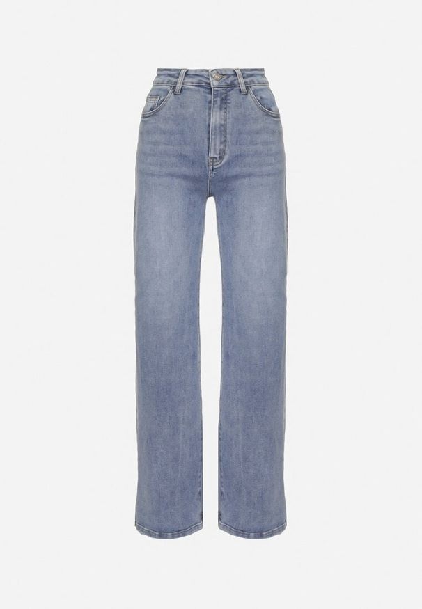 Born2be - Niebieskie Szerokie Jeansy z Bawełną Wiskozą i Wysokim Stanem Lirafine. Okazja: na co dzień. Stan: podwyższony. Kolor: niebieski. Styl: casual, elegancki