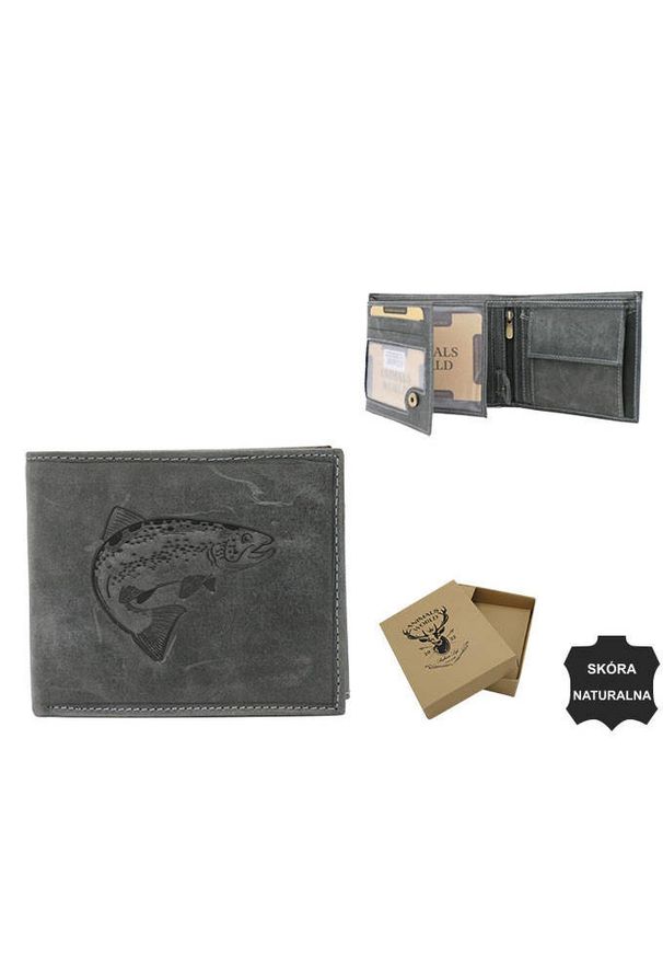 ALWAYS WILD - Duży portfel męski z nubukowej skóry naturalnej — Always Wild. Materiał: nubuk, skóra
