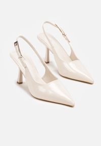 Renee - Beżowe Sandały Lakierowane na Szpilce Vices Typu Slingback Tilazea. Zapięcie: sprzączka. Kolor: beżowy. Materiał: lakier. Obcas: na szpilce. Styl: wizytowy, elegancki #3