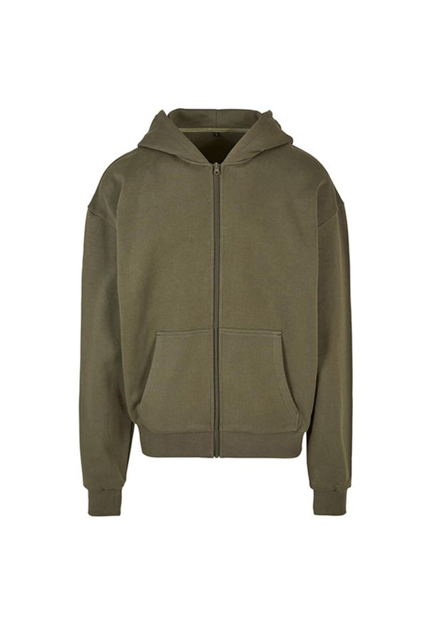 BUILD YOUR BRAND - Bluza Z Kapturem Dla Dorosłych Unisex Ultra Heavy Zapinana Na Zamek Błyskawiczny. Typ kołnierza: kaptur. Kolor: zielony