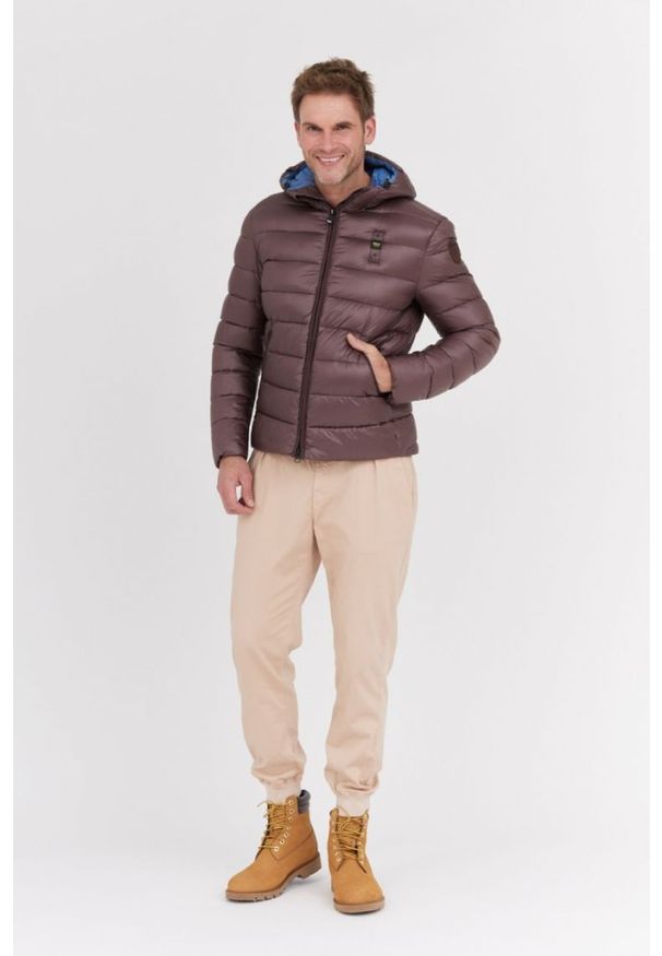 Blauer USA - BLAUER Brązowa puchowa kurtka męska Virgil z kapturem, Rozmiar XXL. Typ kołnierza: kaptur. Kolor: brązowy. Materiał: puch