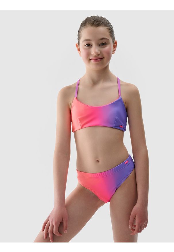 4F JUNIOR - Kostium kąpielowy dwuczęściowy dziewczęcy - multikolor. Kolor: wielokolorowy. Materiał: guma, włókno, elastan, materiał, syntetyk. Rodzaj stanika: wyciągane miseczki. Wzór: nadruk