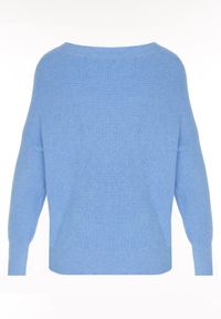 Born2be - Niebieski Sweter z Domieszką Kaszmiru z Dekoltem w Serek Feralaine. Okazja: na co dzień, na spotkanie biznesowe. Typ kołnierza: dekolt w serek. Kolor: niebieski. Materiał: kaszmir. Styl: biznesowy, klasyczny, casual, elegancki #3