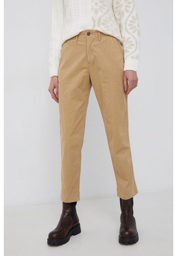 GAP - Spodnie. Okazja: na co dzień. Kolor: beżowy. Materiał: materiał. Styl: casual