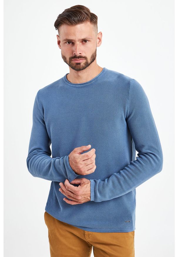 Joop! Collection - Sweter Fero JOOP! COLLECTION. Materiał: bawełna. Wzór: ze splotem, aplikacja. Styl: klasyczny