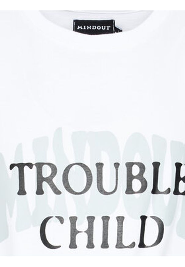 Mindout T-Shirt Unisex Trouble Child Biały Oversize. Kolor: biały. Materiał: bawełna