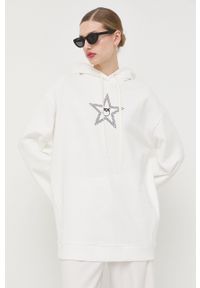 Pinko sukienka bawełniana kolor beżowy mini oversize. Typ kołnierza: kaptur. Kolor: beżowy. Materiał: bawełna. Długość rękawa: długi rękaw. Typ sukienki: oversize. Długość: mini