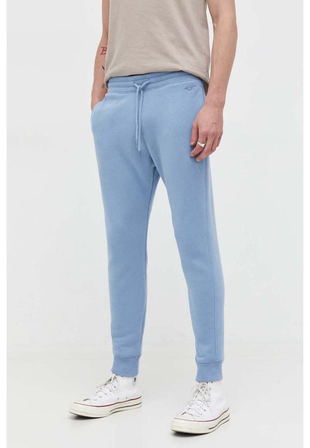 Hollister Co. spodnie dresowe kolor niebieski gładkie. Kolor: niebieski. Materiał: dresówka. Wzór: gładki