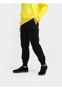 4f - Spodnie casual joggery męskie. Kolor: czarny. Materiał: materiał, bawełna, tkanina