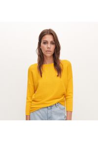 Reserved - Sweter z prążkowanej dzianiny - Żółty. Kolor: żółty. Materiał: dzianina, prążkowany #1