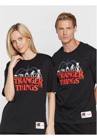 Champion T-Shirt STRANGER THINGS Unisex 217791 Czarny Custom Fit. Kolor: czarny. Materiał: bawełna