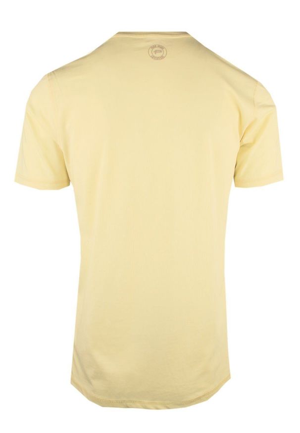 T-Shirt (Koszulka) Męska - Pako Jeans - Żółta, Duży Nadruk. Okazja: na co dzień. Kolor: złoty, żółty, wielokolorowy. Materiał: bawełna. Wzór: nadruk. Styl: casual