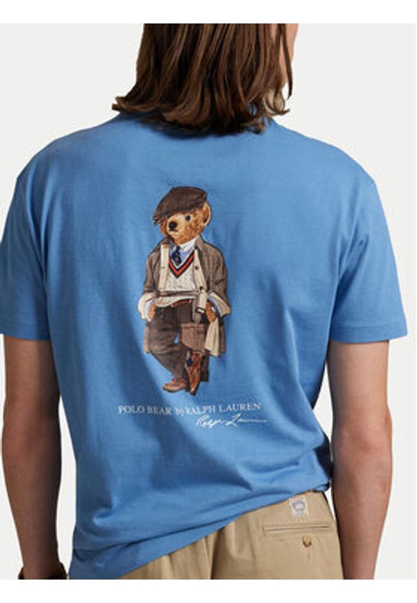 Polo Ralph Lauren T-Shirt 710P00084001 Niebieski Custom Slim Fit. Typ kołnierza: polo. Kolor: niebieski. Materiał: bawełna