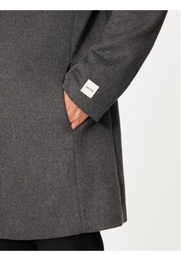 Calvin Klein Płaszcz wełniany K10K113665 Szary Slim Fit. Kolor: szary. Materiał: wełna, syntetyk