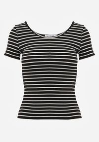 Renee - Czarno-Biały Bawełniany T-shirt Koszulka w Paski z Krótkim Rękawem Fralea. Okazja: na co dzień. Kolor: czarny. Materiał: bawełna. Długość rękawa: krótki rękaw. Długość: krótkie. Wzór: paski. Styl: casual, elegancki #8