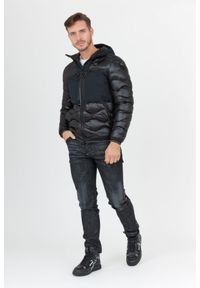 Blauer USA - BLAUER Czarna puchowa kurtka męska z kapturem, Rozmiar 3XL. Typ kołnierza: kaptur. Kolor: czarny. Materiał: puch #5