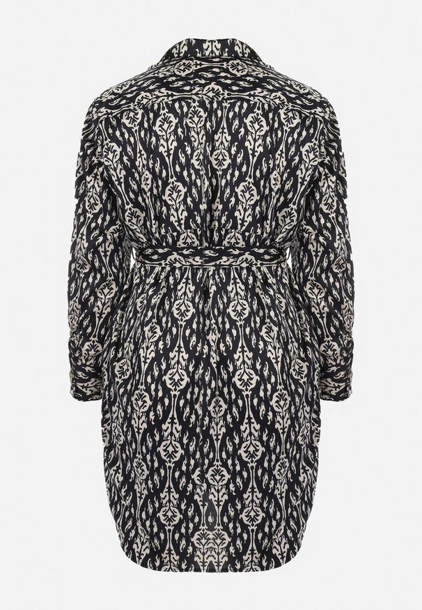 Born2be - Czarna Pudełkowa Sukienka Mini z Wiązanym Paskiem Hrina. Kolor: czarny. Materiał: materiał. Długość: mini