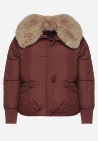 Born2be - Bordowa Puchowa Kurtka Pikowana z Futrzanym Kołnierzem Lanivela. Okazja: do pracy, na co dzień, na spotkanie biznesowe. Kolekcja: plus size. Kolor: czerwony. Materiał: futro, puch. Styl: casual, biznesowy #6