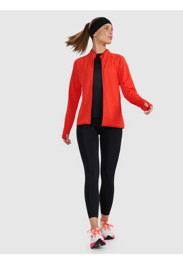 4f - 4F Bluza do biegania regular szybkoschnąca damska - czerwona M. Kolor: czerwony. Materiał: syntetyk, materiał. Długość rękawa: raglanowy rękaw. Styl: sportowy