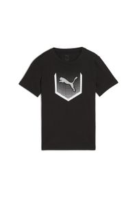 Puma - Młodzieżowa koszulka Active Sports z grafiką PUMA Black. Kolor: czarny. Materiał: guma. Wzór: nadruk