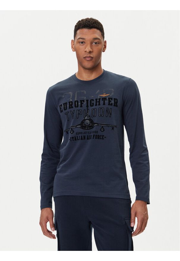 Aeronautica Militare Longsleeve 252TS2477UJ00641 Granatowy Regular Fit. Kolor: niebieski. Materiał: bawełna. Długość rękawa: długi rękaw