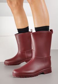 Born2be - Bordowe Klasyczne Kalosze Ahlitte. Okazja: na co dzień. Kolor: czerwony. Materiał: dresówka. Styl: klasyczny