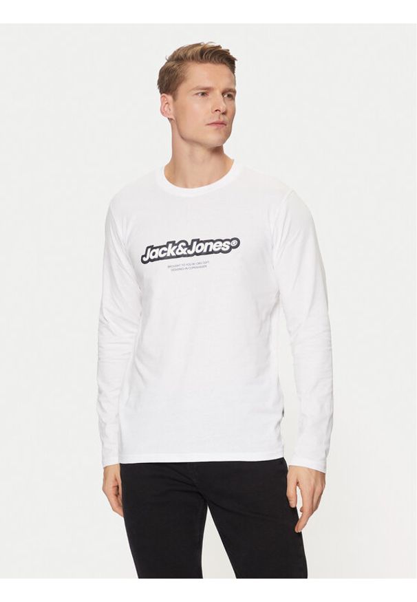 Jack & Jones - Jack&Jones Longsleeve Vesterbro 12266419 Biały Relaxed Fit. Kolor: biały. Materiał: bawełna. Długość rękawa: długi rękaw