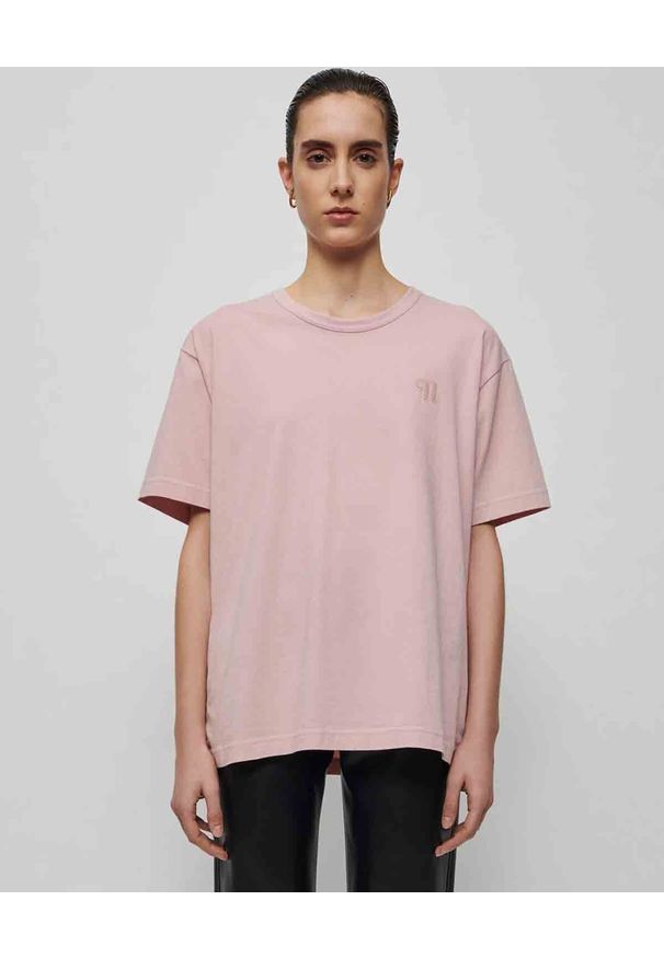 NANUSHKA - Różowa koszulka Reece. Kolor: różowy, wielokolorowy, fioletowy. Materiał: jeans, bawełna
