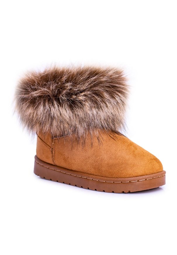 FRROCK Śniegowce Z Futerkiem Camel Small Fox beżowy żółte. Kolor: wielokolorowy, beżowy, żółty. Materiał: futro. Szerokość cholewki: normalna. Styl: młodzieżowy, retro