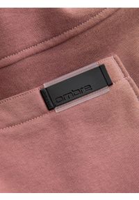 Ombre Clothing - Męskie spodnie dresowe bawełniane joggery BASIC – ciemnoróżowe V4. Okazja: na co dzień. Kolor: różowy. Materiał: dresówka, bawełna. Wzór: aplikacja. Styl: sportowy, casual, elegancki #8