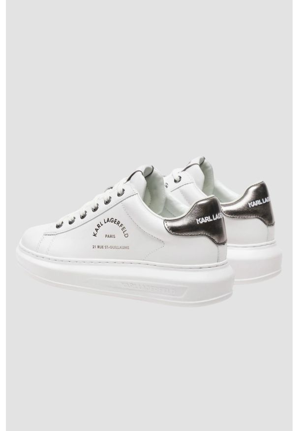 Karl Lagerfeld - KARL LAGERFELD Białe damskie sneakersy skórzane KAPRI Maison, Rozmiar 38. Kolor: biały. Materiał: skóra